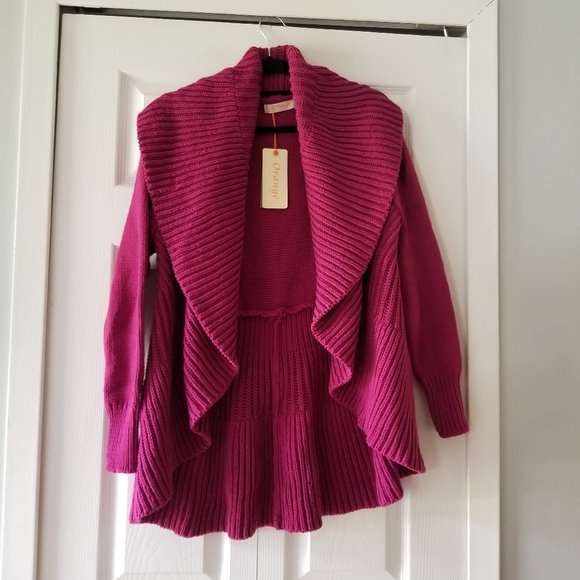 🧥 KNITTED WATERFALL LAPEL OPEN CARDIGAN - Picture 8 of 12